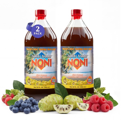 [BRSWYGQOBAPWCCA6] Tahiti Trader Original High Potency Noni Juice - Pure Noni Fruit Juice - Organic Antioxidant Superfood Supporting Energy & Body Health - 32oz, 2 Pack