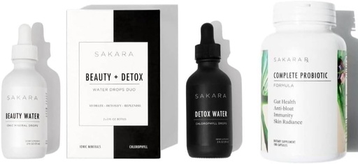 [BRSROHAPDMAWCYL7] Sakara eau de beauté + gouttes d'eau detox et probiotiques complets - traces de gouttes minérales et gouttes liquides de chlorophylle, probiotiques pour les femmes santé digestive