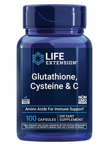 [BRSWIEA3AIJR2C3A] Life Extension Glutathione, Cysteine & C, 500 mg of Vitamin C, Powerful antioxidant Supplement to Support Liver Health, Gluten-Free, Non-GMO, 100 Capsules