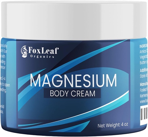 [BRSROHAHBUCGKALU] Magnesium crème voor slaap, benen krampen en spierpijn, hoog geconcentreerd en diep penetreren Topical Magnesium Chloride - Arnica, Shea Butter & Lavendel Oil, Made in USA, 4oz