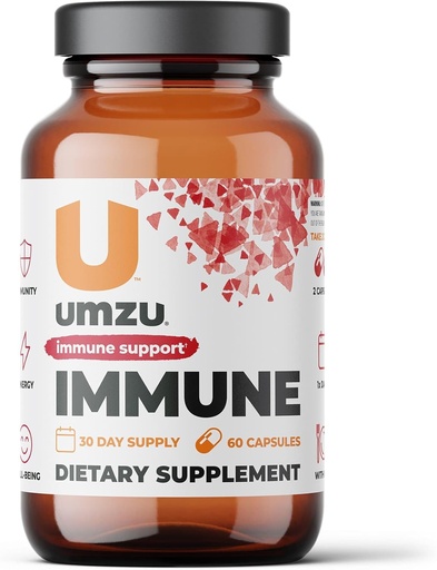 [BRSRMY35OIFWGHLG] UMZU Immunity Supplement | Natural Energy & Immune System Support with Vitamin C, D, Elderberry, Zinc, Magnesium & Cordyceps (30 Capsules)
