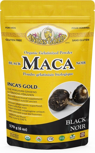 [BRSROEAYA4AQEEQZ] Inca's Gold Organic Black Maca Gelatinized Root Powder for Men, 170g