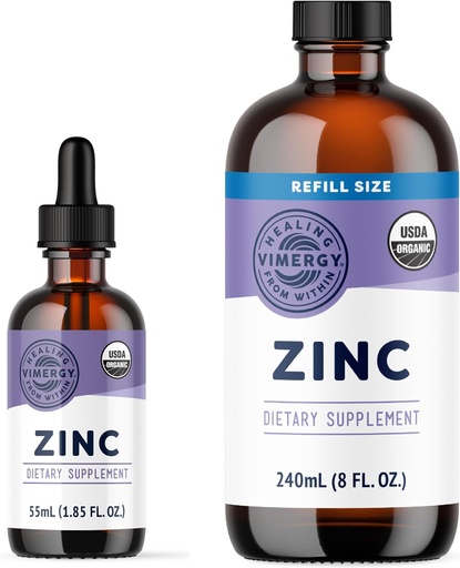 [BRSRAZL3PICBQ2D4] Vimergy נוזל Zinc 55 mL ו Zinc Refill 240 mL - Bundle