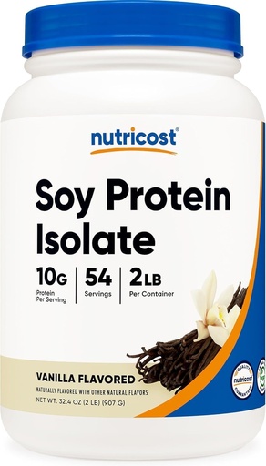 [BRSRMYD3OB5GGCQV] Nutricost Soy Protein Powder, 2 LB Vanilla, 서빙 당 단백질 10 그램, 채식, 비 GMO & 글루텐 무료