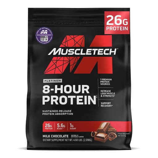 [BRSWIEAMBQAREETC] MuscleTech Platinum 8-Hour Protein Powder - 7 Premium Protein Sources with Whey & Casein Protein for Increased Lean Muscle, Strength & Improved Recovery - Milk Chocolate, 50 Servings