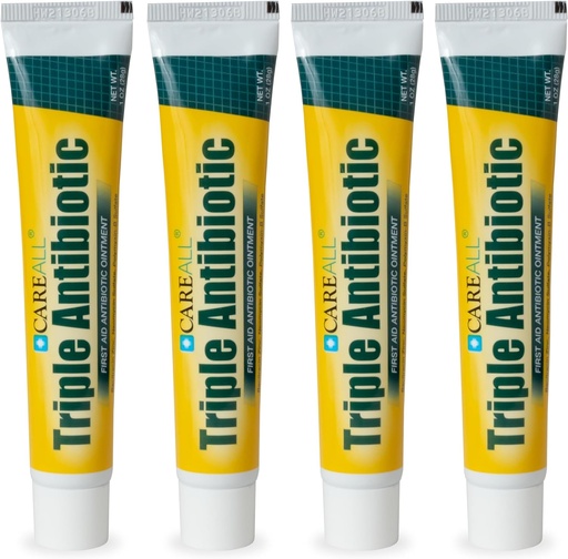 [BRSROFQCB4IRSAI2] CareAll Triple Antíbico ungüento 1.0 oz (4 Pack), Ointimiento de primeros auxilios para pequeñas garrapatas, cortes y quemaduras para ayudar a prevenir la infección, comparación con los ingredientes activos de la marca líder