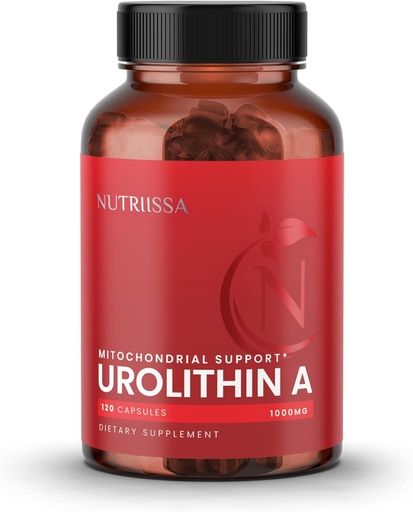 [BRSRAFQEPJYB42A7] Nutriissa Urolithin A 1000mg - Advanced Cellular Rejuvenation, Muscle Strength - EPEB Certified for Purity & Potency - Vegan, 120 Capsules