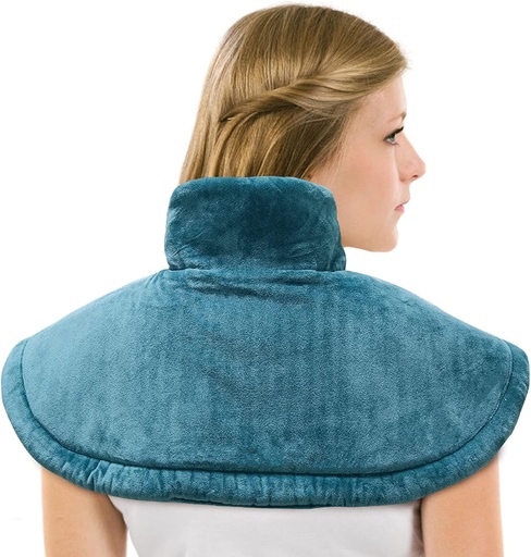 [BRSWGCQPDEARE2TX] Electric Heating Pad for Neck and Shoulders Pain Relief with Auto Shut Off, Electric Heated Neck Wrap for Cramps- Stay On, Three Temperature Settings, Machine Washable 20 x 25 Inch