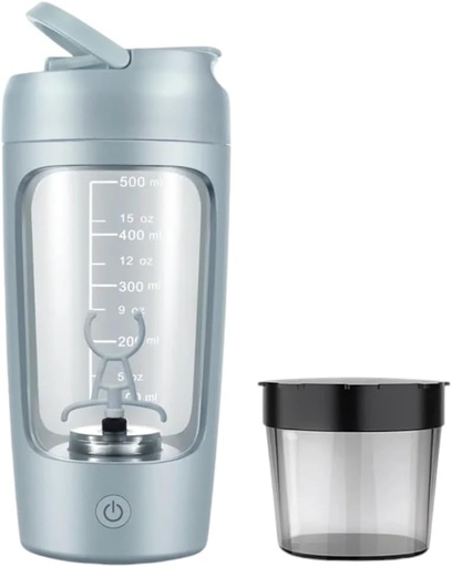 [BRSRAFLQDN6GGCLD] Electric Portable Protein Shaker Bottle for Smooth Blends | w/FREE PROTEIN POWDER CUP | Premium Bottle Made from Tritan – BPA Free | 650 ml | Rechargeable | for GYM & Sports Enthusiast. (Baby Blue)