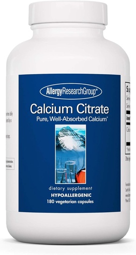 [BRSWIYIPAQNRUDLO] Allergy Research Group Calcium Citrate - Pure Calcium, Bone Strength, Well-Absorbed, 150mg Supplement, Vegetarian Capsules - 180 Count