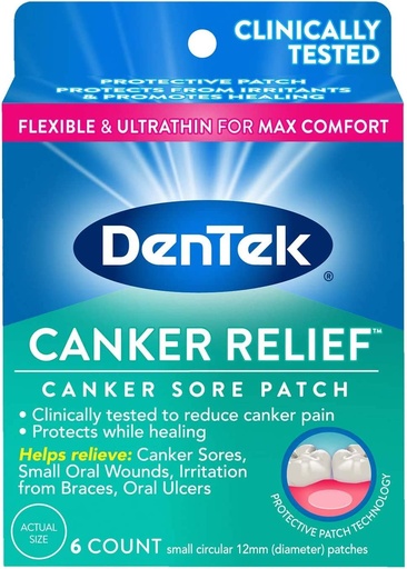 [BRSWK2Y6CUIWGC3Y] DenTek Canker Canker Canker Sore Pluples Relieves Canker Hain, 6 เคานต์ (Pack of 1)
