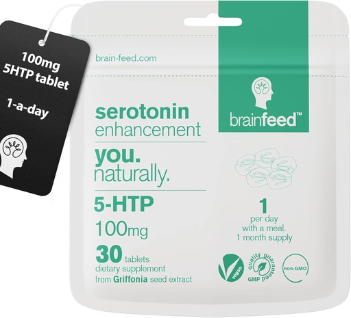 [BRSWECQ3BMORMAY6] Serotonin Supplements (30) | 1-a-Day Serotonin Mood Support | 5HTP 100mg Per Tablet from Griffonia Seed Extract | Natural Serotonin Booster | 1 Month Supply