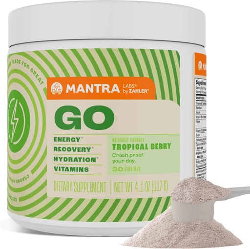 [BRSROCY3OABAOAY3] Zahler Mantra Go, The Pre-Workout Energy Booster supplement, Tropical Berry Flavored, 30 Servings.
