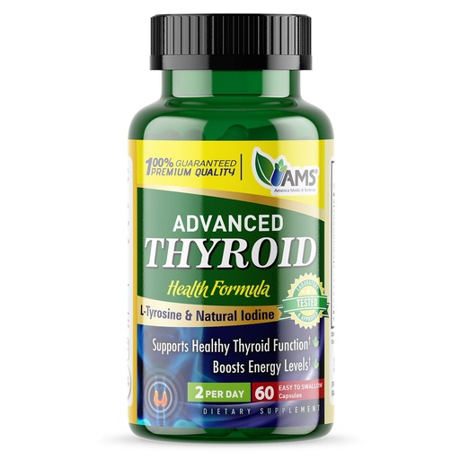 [BRSW2AQOCN5GMGTX] America Medic & Science Advanced Thyroid (60 Capsules) | Thyroid Support for Men and Women | Mood and Energy Booster Supplement | with Natural Ashwagandha, Iodine, Selenium, and Vitamin B12