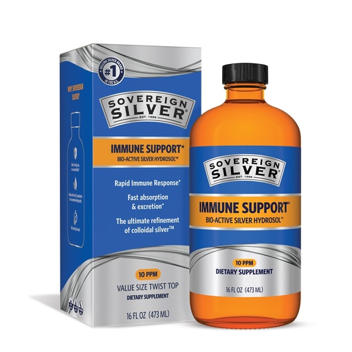 [BRSWIFIMAV4BAALE] Sovereign Silver Immune Support - Colloidal Silver, Bio-Active Silver Hydrosol, 10 ppm, Liquid Twist Top, 16 Fl Oz, (473 mL)
