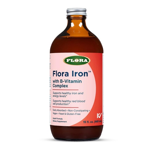 [BRSW2ZYCC4GWYHL4] Flora Iron with B-Vitamin Complex - Helps Maintain Healthy Iron Levels - Non-Constipating, Highly Absorbable - Vitamin-B & Liquid Iron - Vegan Supplement - Yeast & Gluten Free, 15-oz. Glass Bottle