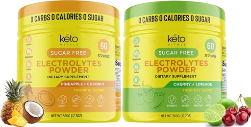 [BRSROCQYOB5GOA3P] Keto Vitals Pineappale Coconut Bundle with Cherry Limeade - 2 Pack Bundle Keto Electrolytes Powder - Electrolytes with Potassium, Magnesium, Sodium, Calcium - Pinneapple Coconut & Cherry Limeade