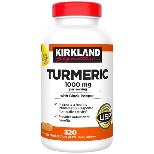 [BRSRAHYBOQFBYCTZ] KIRKLAND Signature Turmeric with Black Pepper, 1000mg (320 Count)