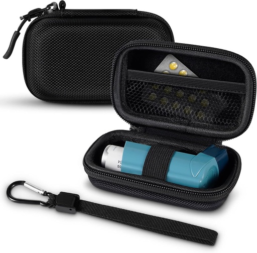 [BRSROYL2BEIG2ELV] Inhaler Case, Hard Shell Protective Travel Carrying Case, Fits Standard Rescue & New Albuterol Inhaler Devices Upp till 4 Inches, Enhet som inte ingår, svart