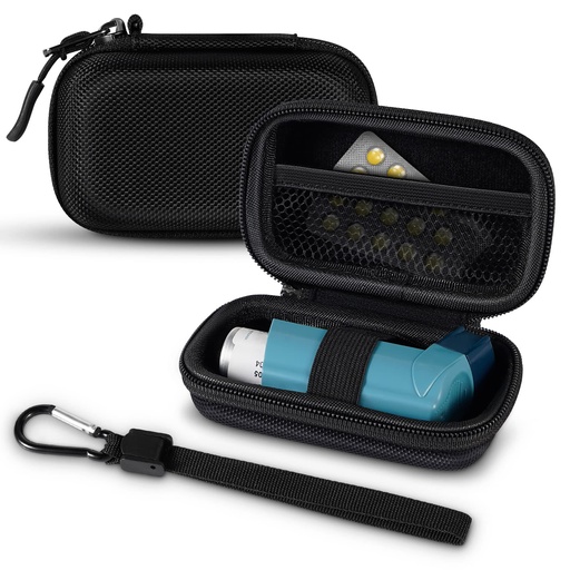 [BRSROYL2BEIG2ELV] MEDMAX Inhaler Case, Hard Shell Protective Travel Carrying Case, Fits Standard Rescue & New Albuterol Inhaler Devices Up to 4 Inches, Device Not Included, Black