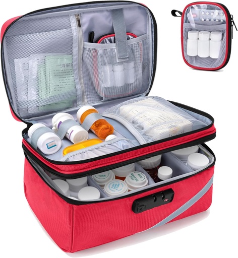[BRSRMCQHBEBRUD3O] Sac de rangement en médicaments Trunab avec serrure combinée, organisateur de bouteille de pilule verrouillable, étui de voyage pour médicaments pour boîte de médecine, ordonnance, vitamines, suppléments ou fournitures médicales