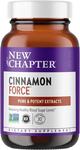 [BRSWIBI3CAJQIYLY] New Chapter Cinnamon Supplement - Cinnamon Force for Antioxidant Action + Non-GMO Ingredients - 30 ct Vegetarian Capsules