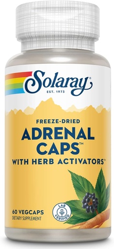 [BRSWIYA2O4BGICDM] SOLARAY Adrenal Caps, Freeze-Dried - Wellness Support Adrenal Cocktail with Herb Activators Eleuthero, Gotu Kola, Licorice and Clove - Lab Verified, 60-Day Guarantee - 30 Servings, 60 VegCaps