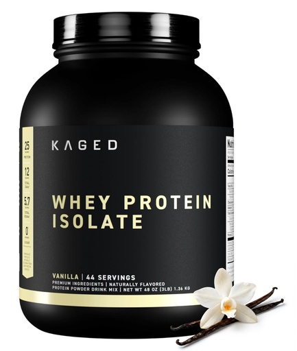 [BRSWGFQFAQMQ2ELD] Kaged Whey Protein Isolate Powder | Vanilla | 100% Pure Low Lactose Whey | Post Workout Recovery Drink | Supports Muscle-Building | 25g per Serving | 44 Servings