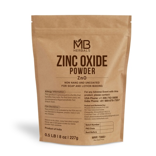 [BRSW2CD3DMNRYHY7] MB Herbals Zinc Oxide Powder 8 oz | Uncoated & Non-Nano | For DIY Sunscreen Lotion & Cream