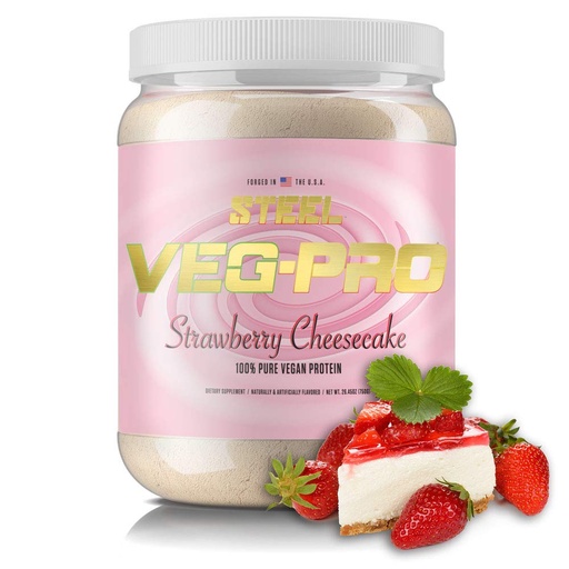 [BRSWGEANO4IAADTO] Steel Supplements Veg-PRO | Vegan Protein Powder, Strawberry Cheesecake | 25 Servings (1.65lbs) | Organic Protein Powder with BCAA Amino Acid | Gluten Free | Non Dairy | Low Carb Formula
