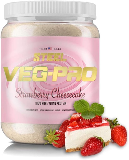 [BRSWGEANO4IAADTO] Steel Supplements Veg-PRO □ Vegan Protein Powder, Morangueiro Cheesecake □ 25 Servings (1.65lbs)