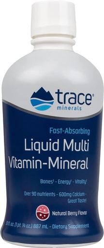[BRSWIYQTO4IBEDDO] Trace Minerals Liquid Multi Vitamin-Mineral - Liquid Vitamin Supplement for Daily Health Support - Energy Support - Bone Health - Gluten-Free - Berry - 30 fl oz (30 Servings)
