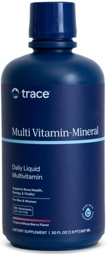 [BRSWIYQTO4IBEDDO] Trace Minerals Liquid Multi Vitamin-Mineral - Liquid Vitamin Supplement for Daily Health Support - Energy Support - Bone Health - Gluten-Free - Berry - 30 fl oz (30 Servings)