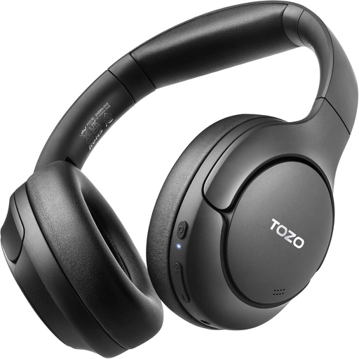 [BRSWGGIQPMHG2F3A] TOZO HT2 Hybrid Active Noise Cancelling Headphones, Wireless Over Ear Bluetooth Headset, 60H Playtime, Hi-Res Audio Custom EQ via App Deep Bass Comfort Fit Ear Cups, for Home Office Travel Black