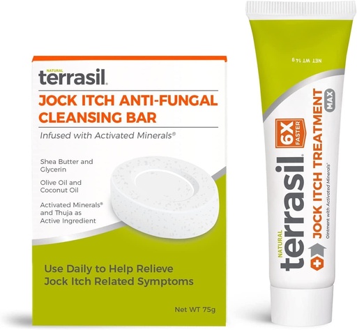 [BRSWIGIYCN7RS2DY] terrasil Jock Itch Antifungal Cream Extra Strength + Antifungal Soap 2-Product Care Kit with Clinically Proven Clotrimazole for Effective Jock Itch Treatment & Relief (.5oz Tube + 75g bar)