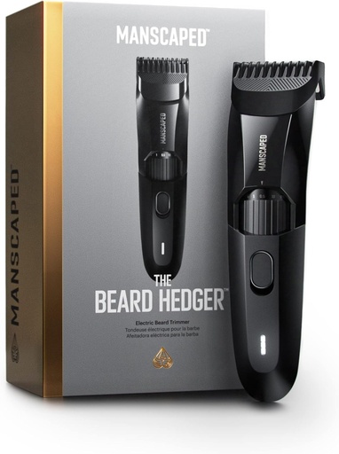 [BRSRMA3YAQJQ23TF] MANSCAPED® The Beard Hedger® Premium Men's Beard Trimmer, 20 Length Adjustable Blade Wheel, Stainless Steel T-Blade for Precision Facial Hair Trimming, Cordless Waterproof Wet/Dry Clipper