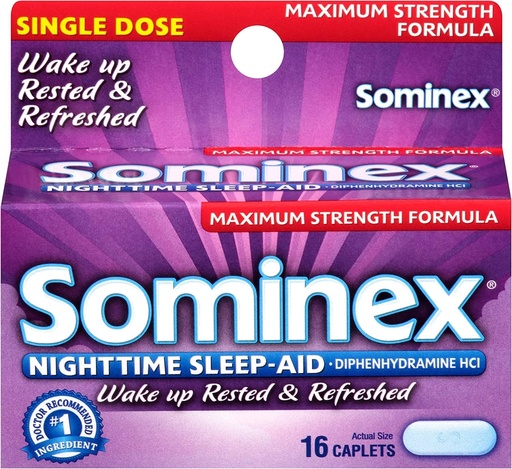 [BRSWKGYIBIBA4HT2] Sominex Nighttime Sleep-Aid Caplets, Forza massima, 16 ea (Pack of 4)