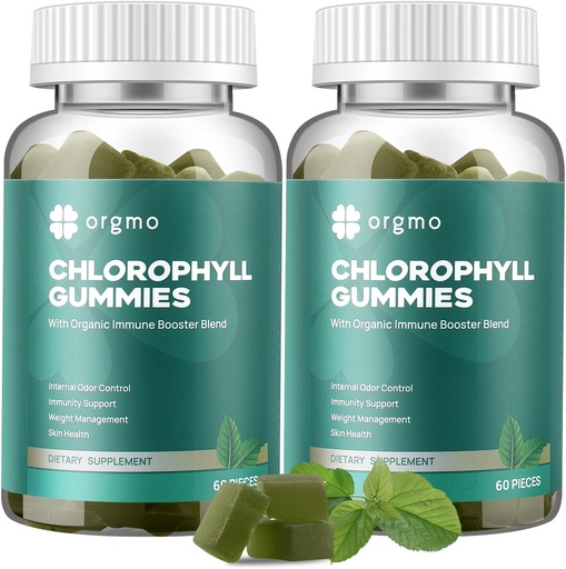 [BRSROZQ5BZYAOCLX] Chlorophyll Gummies for Body Odor Deodorant 2 Pack, Sugar Free Vitamins D Gummy 1000IU, ACV Spirulina Chlorella Herbal Supplement for Women Immune Support Vegan Non-GMO