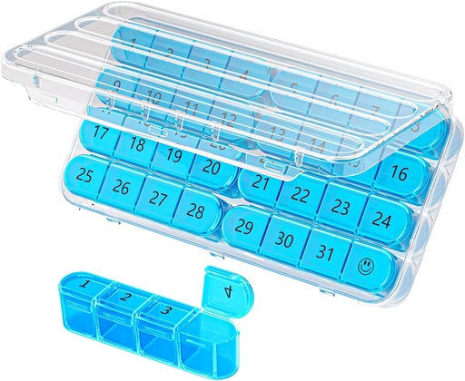 [BRSROZILCQGWOCLD] Daviky Mensual Pill Organizador 1 vez ao día, Mes Pill Box Organizador 30 día, 31 Día Día Día Día Día de pílulas Unha vez ao día, Travel Pill Organizar Mensual para manter vitaminas, Suplementos e medicamentos