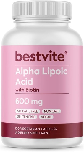 [BRSWIZIOO55WKHA3] Alpha kyselina lipoová 600mg (na kapslí) s biocínem k posílení absorpce (120 Vegetariánských kapslí) Žádné plnidla - žádné stearáty - žádné průtokové látky