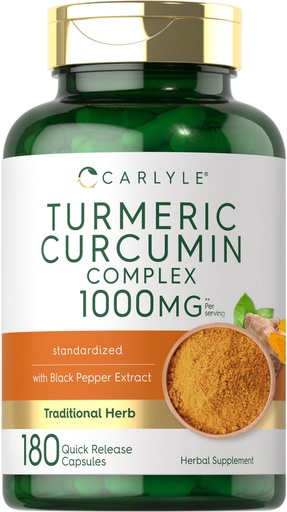 [BRSRM2QPOYHWK2DZ] Carlyle Turmeric Curcumin with Black Pepper | 180 Capsules | Turmeric Complex Supplement | Non-GMO, Gluten Free