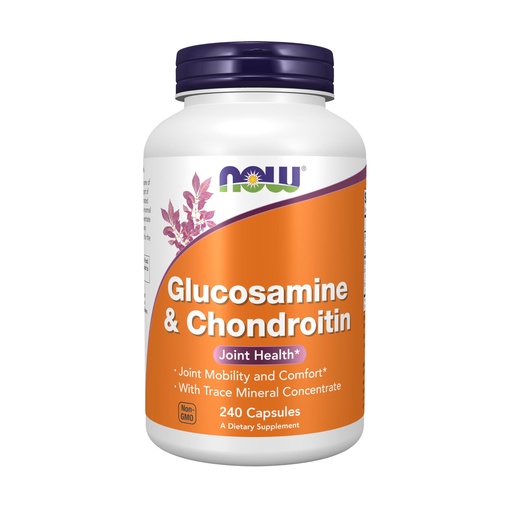 [BRSWIY32BQIRADQZ] NOW Supplements, Glucosamine & Chondroitin, with Trace Mineral Concentrate and Alfalfa, 240 Veg Capsules