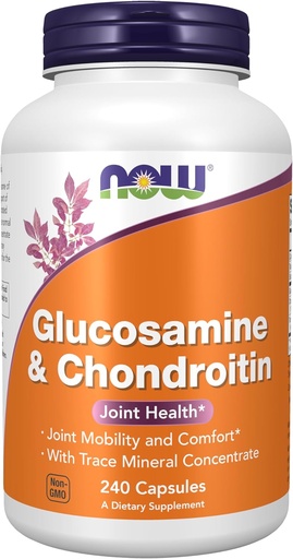 [BRSWIY32BQIRADQZ] NOW Supplements, Glucosamine & Chondroitin, with Trace Mineral Concentrate and Alfalfa, 240 Veg Capsules