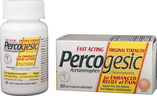 [BRSWIGYOOMCRQELO] Percogesic Original Pain Relief | Aspirin 무료 빠른 행동 구호 | 90 코팅 캡 (4 팩)