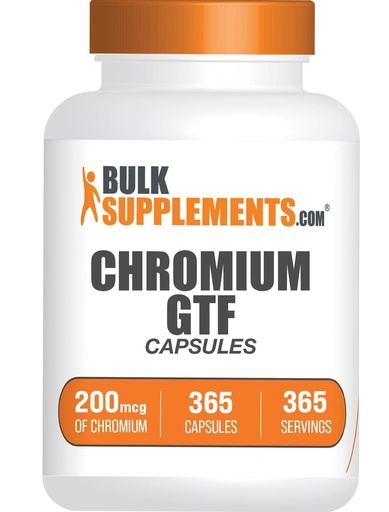 [BRSROEIYB4JR6AL6] BulkSupplements.com Chromium GTF Capsules - Mineral Supplement, GTF Chromium 200mcg - Gluten Free, 1 Capsule per Serving, 365 Capsules (Pack of 1)