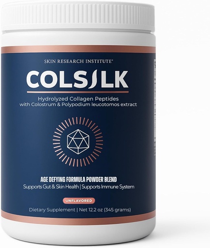 [BRSROBL5AV5BOC3K] SRILabs ColSilk Unflavored Hydrolyzed Collagen Powder with Colostrum and Polypodium - Skin, Hair, Nails, Gut Health and Joint Support - One Scoop Daily | 1 Month Supply