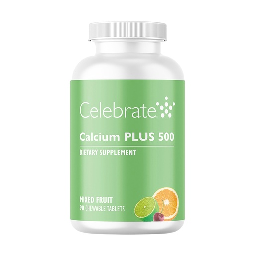 [BRSWIYLZAUABYCL2] Celebrate Vitamins Calcium Plus - 500mg Calcium Citrate, 333 IU Vitamin D3 & 34mg Magnesium for Post Bariatric Surgery - Gluten-Free & Sugar-Free - Mixed Fruit, 90 Chewable Tablets