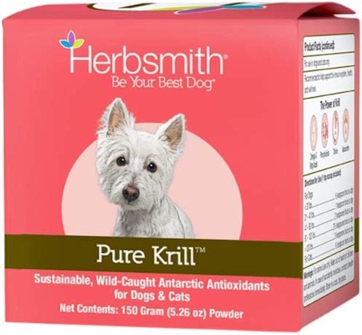 [BRSWYGIBCMAWK3TJ] Herbsmith Pure Krill - Wild-Caught Antarctic Krill - Just 1 Ingredient - Astaxanthin for Dogs - Ready-to-Use Omega 3s – Alternative to Krill Oil for Dogs - 150g