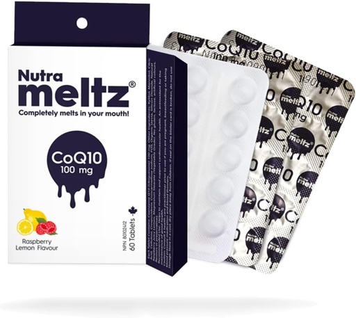 [BRSW2GQ3OYHROA3B] Nutra meltz CoQ10 100 mg – Coenzyme Q10 Supports Heart Health, Enhances Energy Production Quick Dissolving Tablets for Enzyme Deficiency – Raspberry & Lemon Flavor (60 Tablets)
