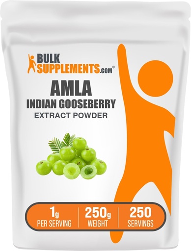 [BRSWGZABAUFBYHY6] BulkSupplements.com Amla Extract Powder - Indian Gooseberry Extract, Amla Powder - Gluten Free, 1g per Serving, 250g (8.8 oz) (Pack of 1)